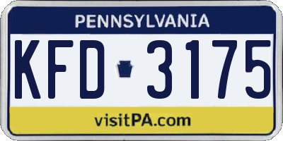 PA license plate KFD3175