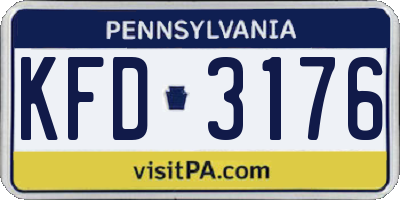 PA license plate KFD3176