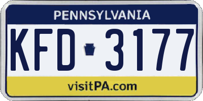 PA license plate KFD3177