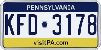 PA license plate KFD3178
