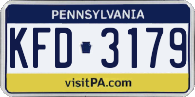 PA license plate KFD3179