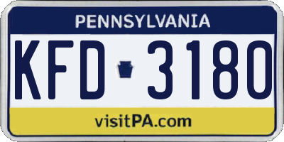 PA license plate KFD3180