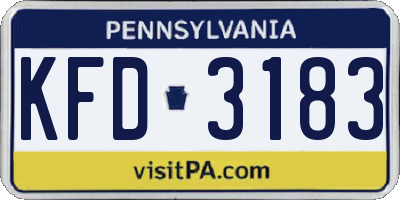 PA license plate KFD3183
