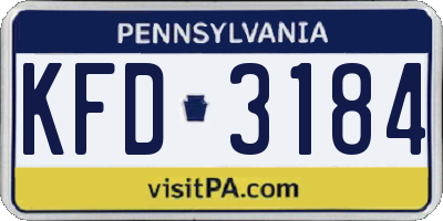 PA license plate KFD3184