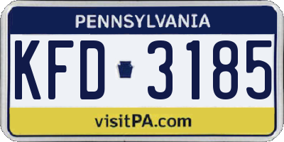 PA license plate KFD3185