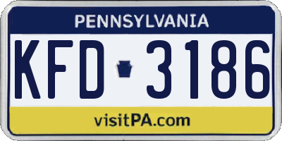 PA license plate KFD3186