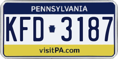 PA license plate KFD3187