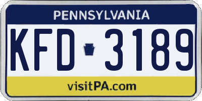 PA license plate KFD3189
