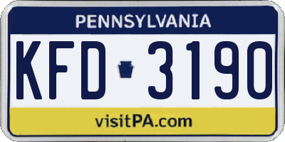 PA license plate KFD3190
