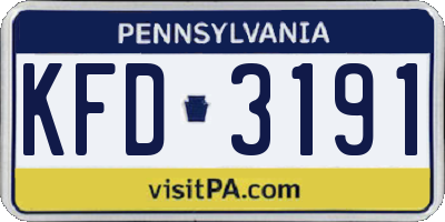 PA license plate KFD3191