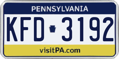 PA license plate KFD3192