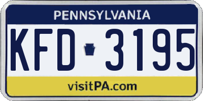 PA license plate KFD3195