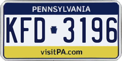 PA license plate KFD3196
