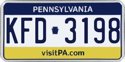 PA license plate KFD3198