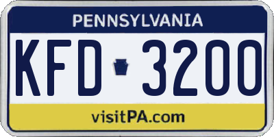 PA license plate KFD3200
