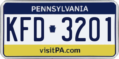 PA license plate KFD3201