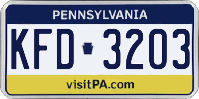 PA license plate KFD3203