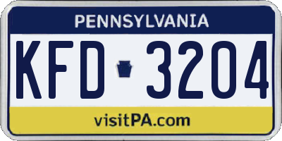 PA license plate KFD3204