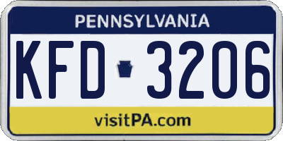 PA license plate KFD3206