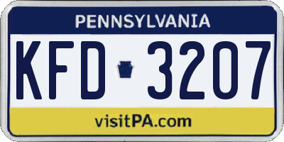 PA license plate KFD3207