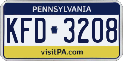 PA license plate KFD3208