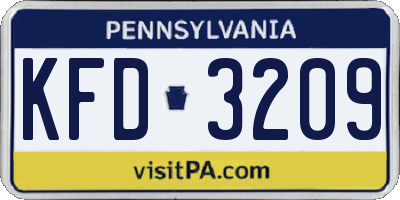 PA license plate KFD3209