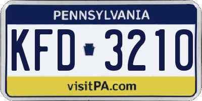 PA license plate KFD3210