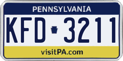 PA license plate KFD3211