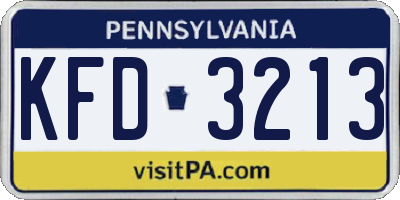 PA license plate KFD3213