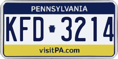 PA license plate KFD3214