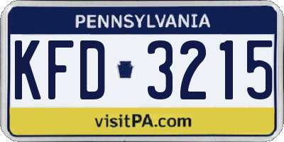 PA license plate KFD3215