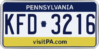 PA license plate KFD3216