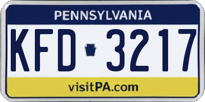 PA license plate KFD3217
