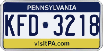 PA license plate KFD3218