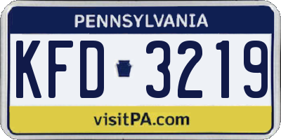 PA license plate KFD3219