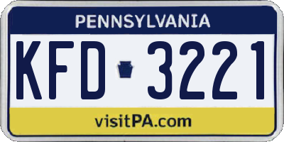 PA license plate KFD3221