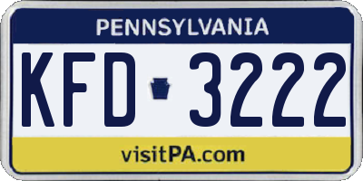 PA license plate KFD3222