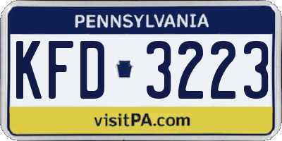 PA license plate KFD3223