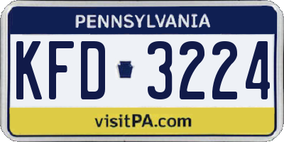 PA license plate KFD3224