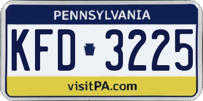 PA license plate KFD3225