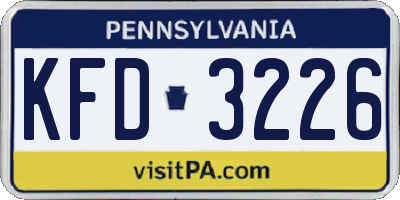 PA license plate KFD3226