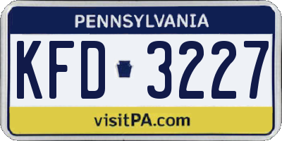 PA license plate KFD3227