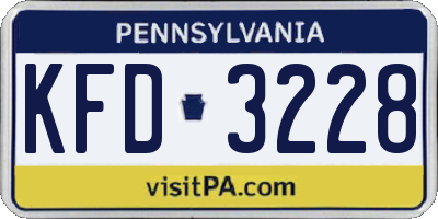 PA license plate KFD3228