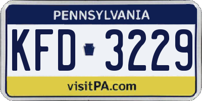 PA license plate KFD3229