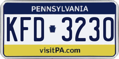 PA license plate KFD3230