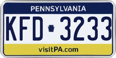 PA license plate KFD3233