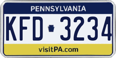 PA license plate KFD3234