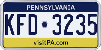 PA license plate KFD3235