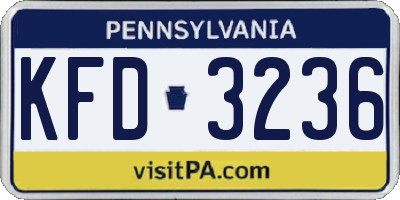 PA license plate KFD3236