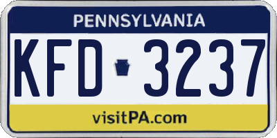 PA license plate KFD3237